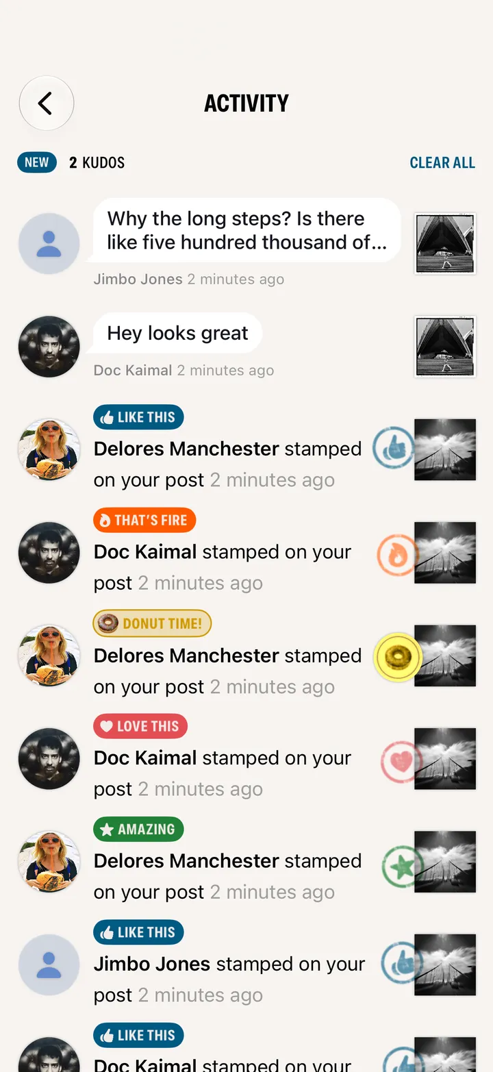 Step 2: See who stamped, said or followed