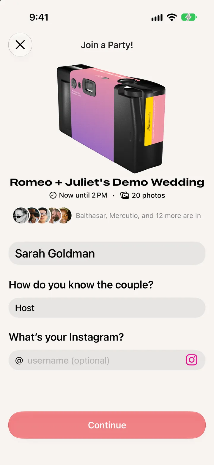 Step 3: Add your name and tap Continue